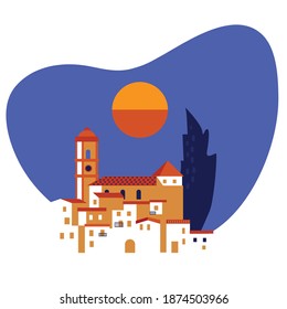 silhouette of south spanish medieval town 