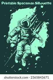 Silhouette Spaceman Print Vector Art