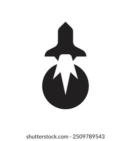 silhouette of a spaceship leaving the planet logo vector