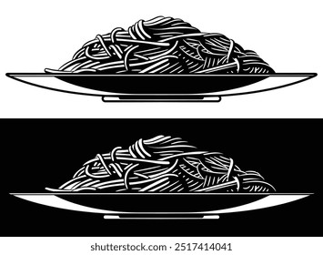 Silhouette Spaghetti Plate Pasta Side View