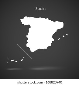 Silhouette of  Spain over grey background. Vector design 