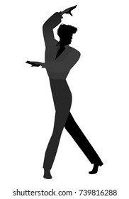 Silhouette of Spanish Flamenco dancer man. Vector Illustration