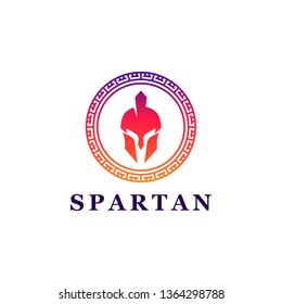 silhouette spartan helmet and shield logo design