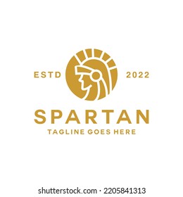 Silhouette Spartan Warrior Logo vector design graphic for badge emblem