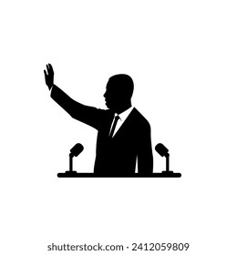 Silhouette of a speaker making a speech.