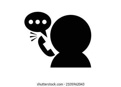 Silhouette and speech balloon of a person talking on the phone. Vector.