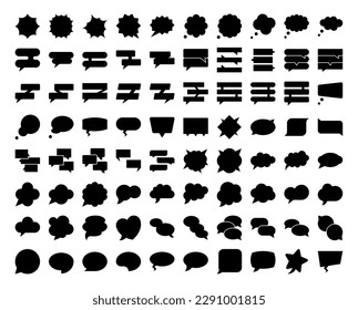 silhouette Speech balloons or speech bubbles set, solid style vector illustration
