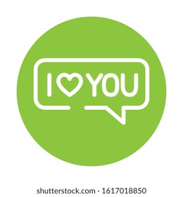 silhouette of speech bubble with heart on green background vector illustration design