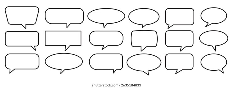 Silhouette speech bubble vector set. black on a white background. simple flat design. text box and message icon collection on a white background. vector illustration.