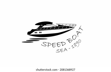 Silhouette Speed Boat logo design template