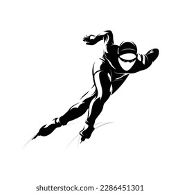 Silhouette of a speed skater vector illustration. Sport emblem. Winter sport vector icon.