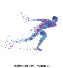 Silhouette speed skater. Vector illustration.