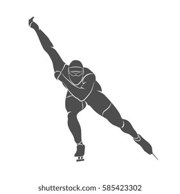 Silhouette speed skaters on a white background. Vector illustration.