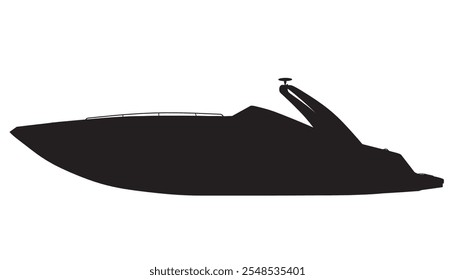 Silhouette Speedboat isolated vector illustration. Luxury and expensive boat.