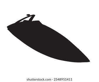 Silhouette Speedboat isolated vector illustration. Luxury and expensive boat. Isometric view