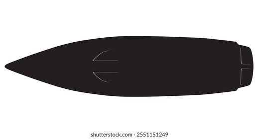 Silhouette Speedboat isolated vector illustration. Luxury and expensive boat. Top view