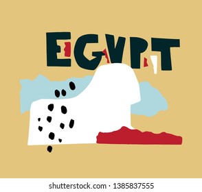 The silhouette of a Sphinx and the inscription handmade Egypt. Sign, emblem for the cafe, a poster, postcards. Vector illustration