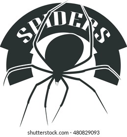 Silhouette of spider Black widow as emblem or sign
