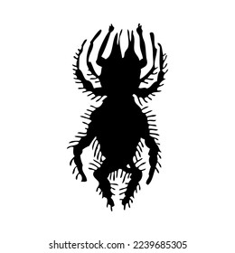 Silhouette of spider. Spider close-up detailed. Vector spider icon on white background.