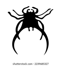 Silhouette of spider. Spider close-up detailed. Vector spider icon on white background.