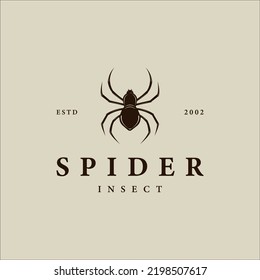 silhouette spider logo vintage vector illustration template icon graphic design. insect arthropod sign or symbol for sport comic superhero with retro style