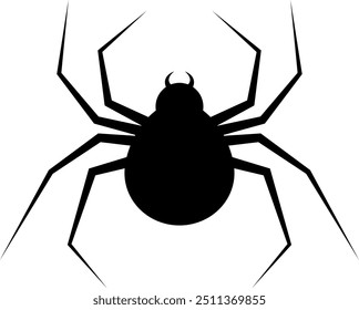 Silhouette of a spider with prominent legs and body details.