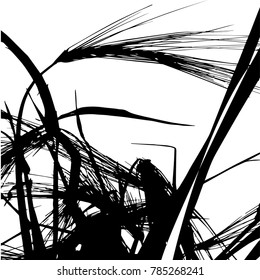 Silhouette. Spikes bend in the wind. Vector illustration, graphic on white background.