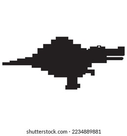 Silhouette spinosaurus dinosaurs, Cute dinosaurs cartoon characters, Vector illustrations isolated.