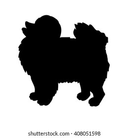 Silhouette of spitz isolated on white background. Funny dog. Vector illustration.  Eps 10.