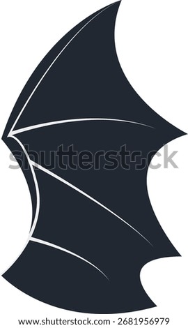Silhouette of Spooky Bat Wing. Vector Illustration in Flat Style