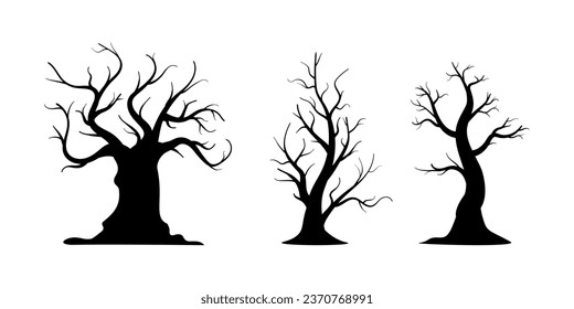 silhouette of spooky halloween trees collection