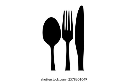 silhouette of spoon, fork and knife illustration