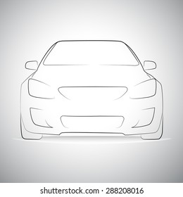 Silhouette of sport car front view. Vector illustration