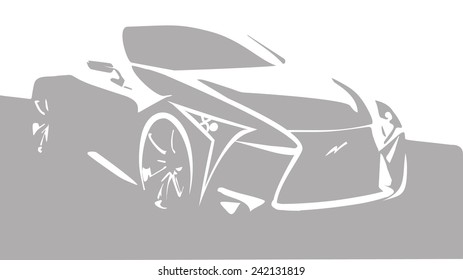 Silhouette of sport car, vector illustration on white