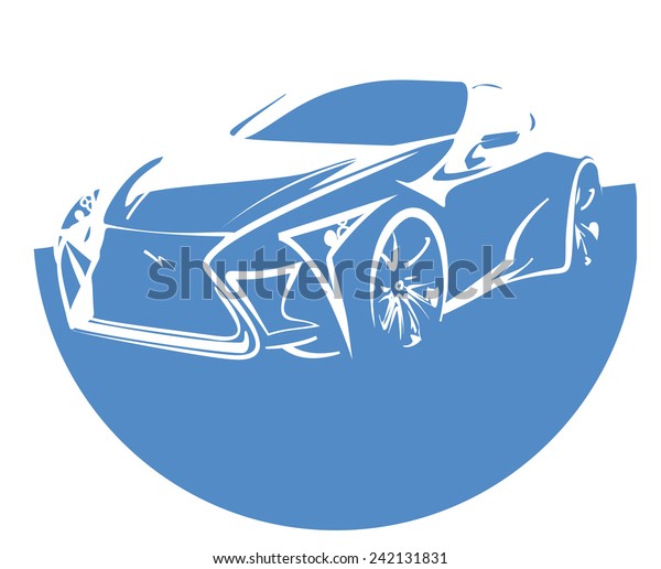 Silhouette of\
sport car, vector illustration on\
white