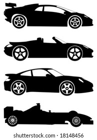 Silhouette sport cars on a white background. Vector illustration.