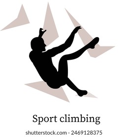 Silhouette Sport climbing action in transparent background.