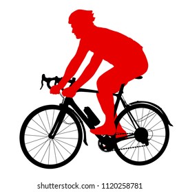 Silhouette sport cyclist male on white background.