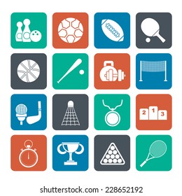 Silhouette Sport equipment icons - vector icon set
