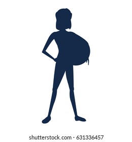 silhouette sport girl fitball gym design