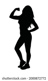 Silhouette of sport girl.Lady in good shape.Tightened body.
Young slender female.Be fit.Isolated.Vector illustration