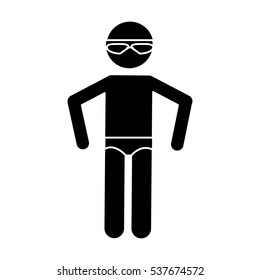 silhouette sport swimmer professional cap goggles