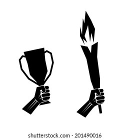 silhouette sport symbol in hand