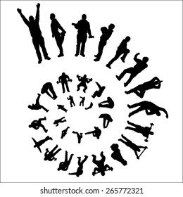 Silhouette for sporting in spiral
