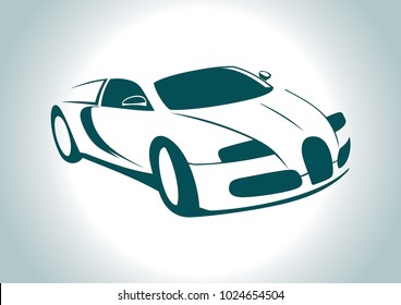 the silhouette of a sports car. Bugatti Veyron.