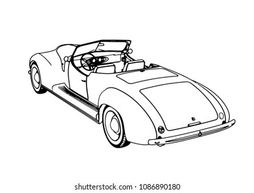 silhouette of sports car retro vector