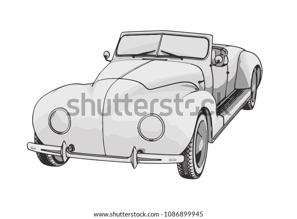 silhouette of sports car\
retro vector\
