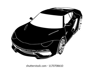 silhouette of sports car vector