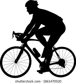 Silhouette of a sports cyclist on a white background