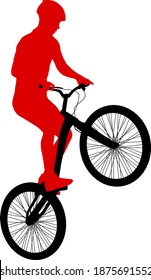 Silhouette of a sports cyclist on a white background